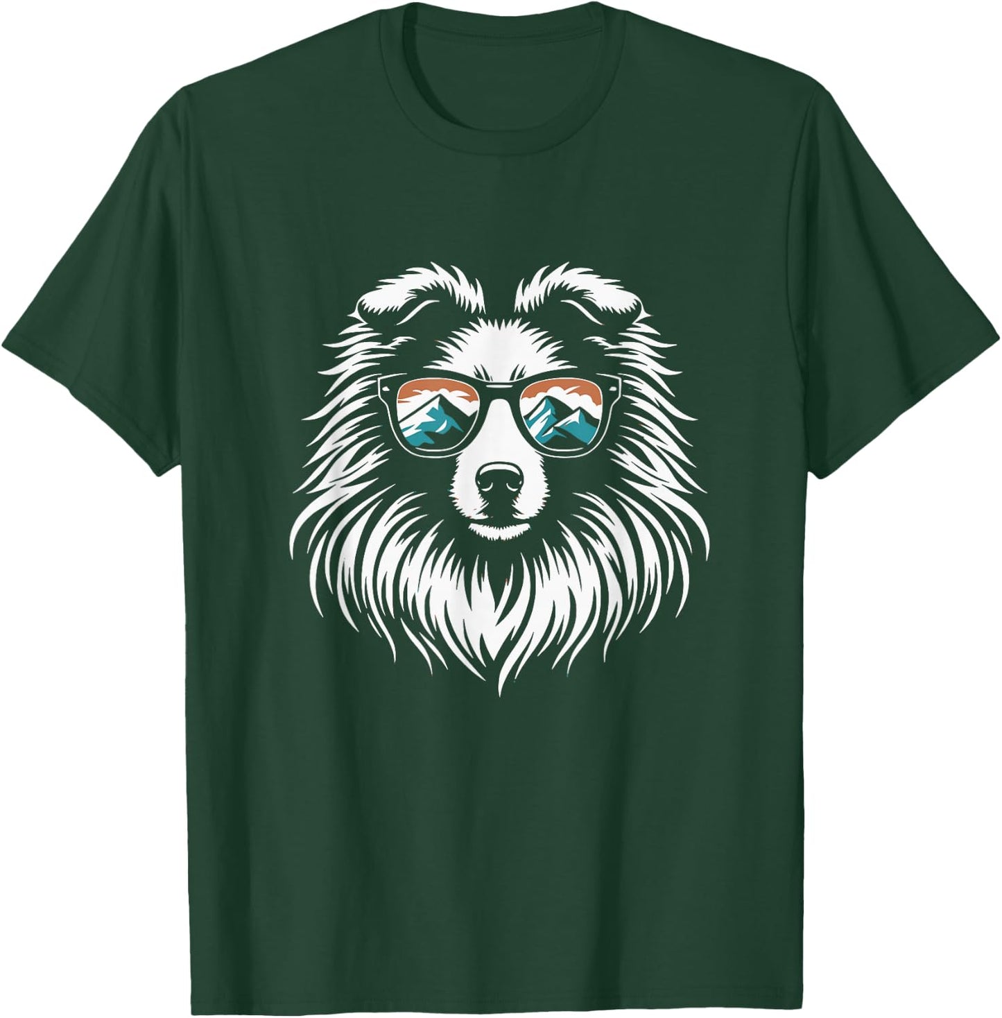 Shetland Sheepdog Dog Sunglasses Sheltie Mountain Design T-Shirt - T-Shirt | Forest
