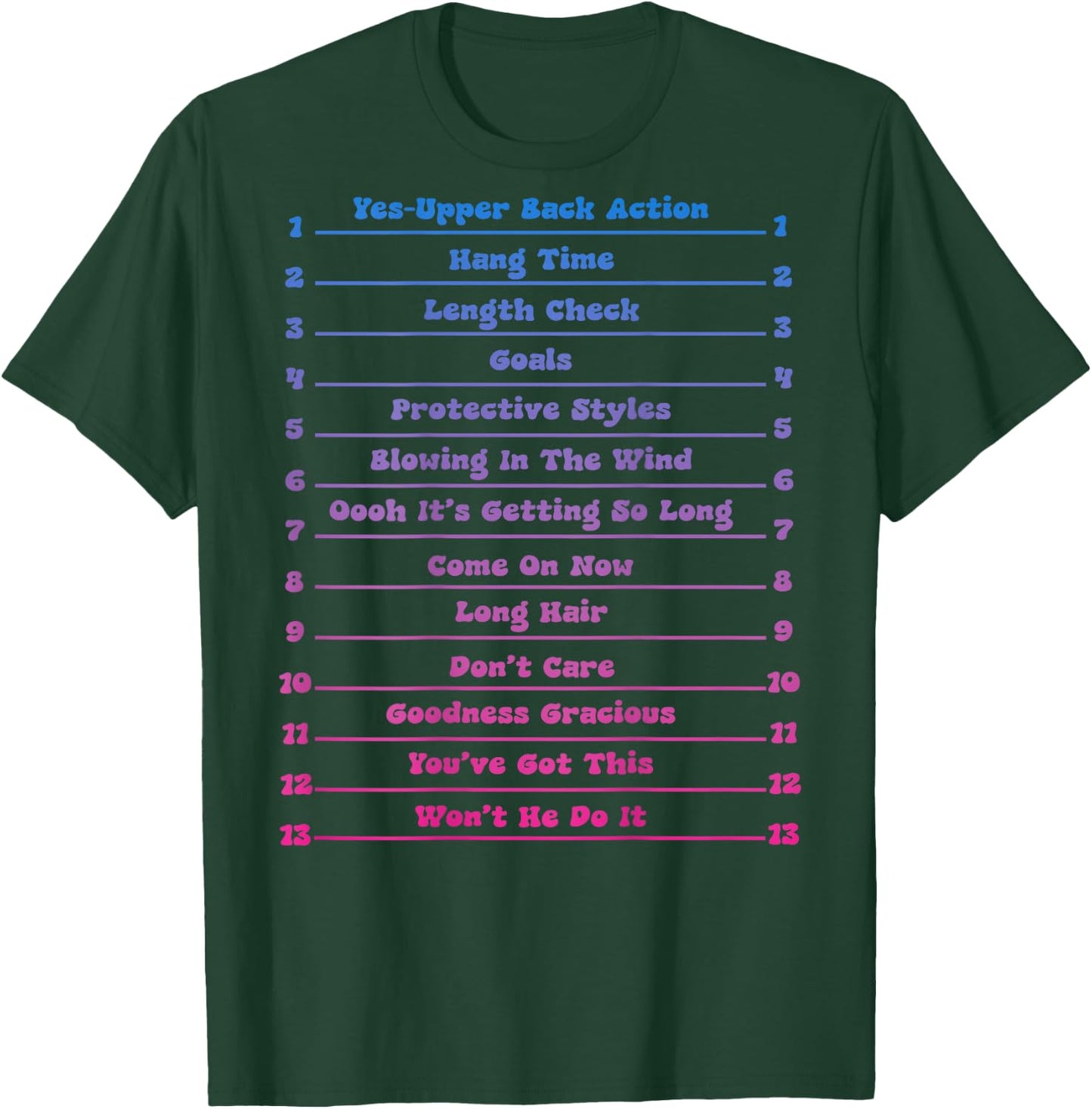 Long Natural Hair Tracking, Funny Length Check Hair T-Shirt - T-Shirt | Forest