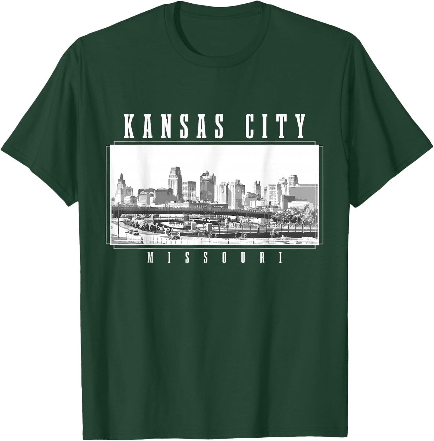 Kansas City Missouri Vintage Souvenir Skyline USA T-Shirt - T-Shirt | Forest