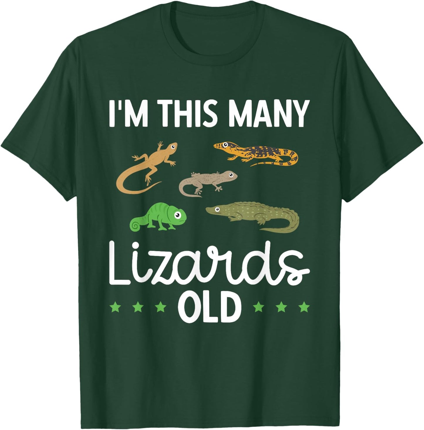 Kids This Many Lizards Old Reptile Themed 5th Birthday T-Shirt - T-Shirt | Forest