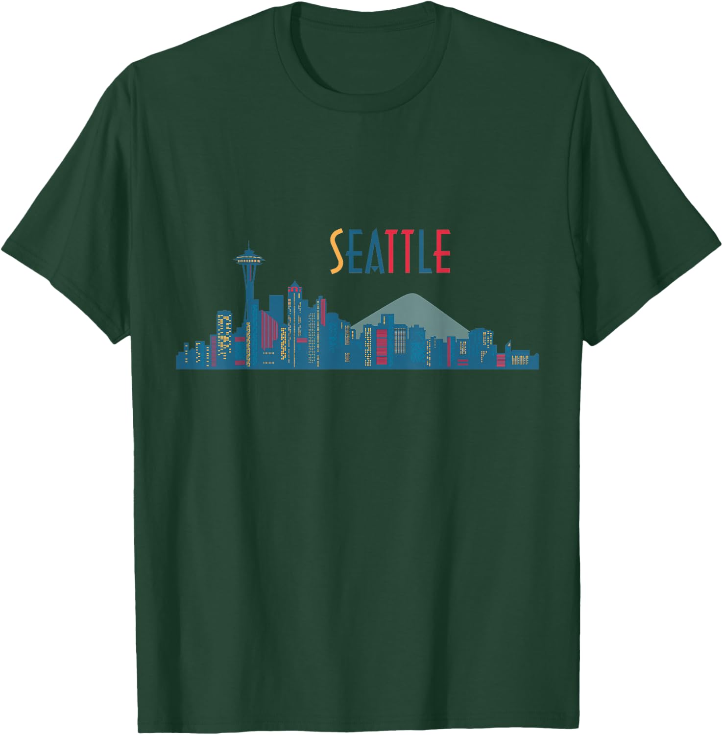 Seattle Skyline Vintage Seattle Washington T-Shirt - T-Shirt | Forest