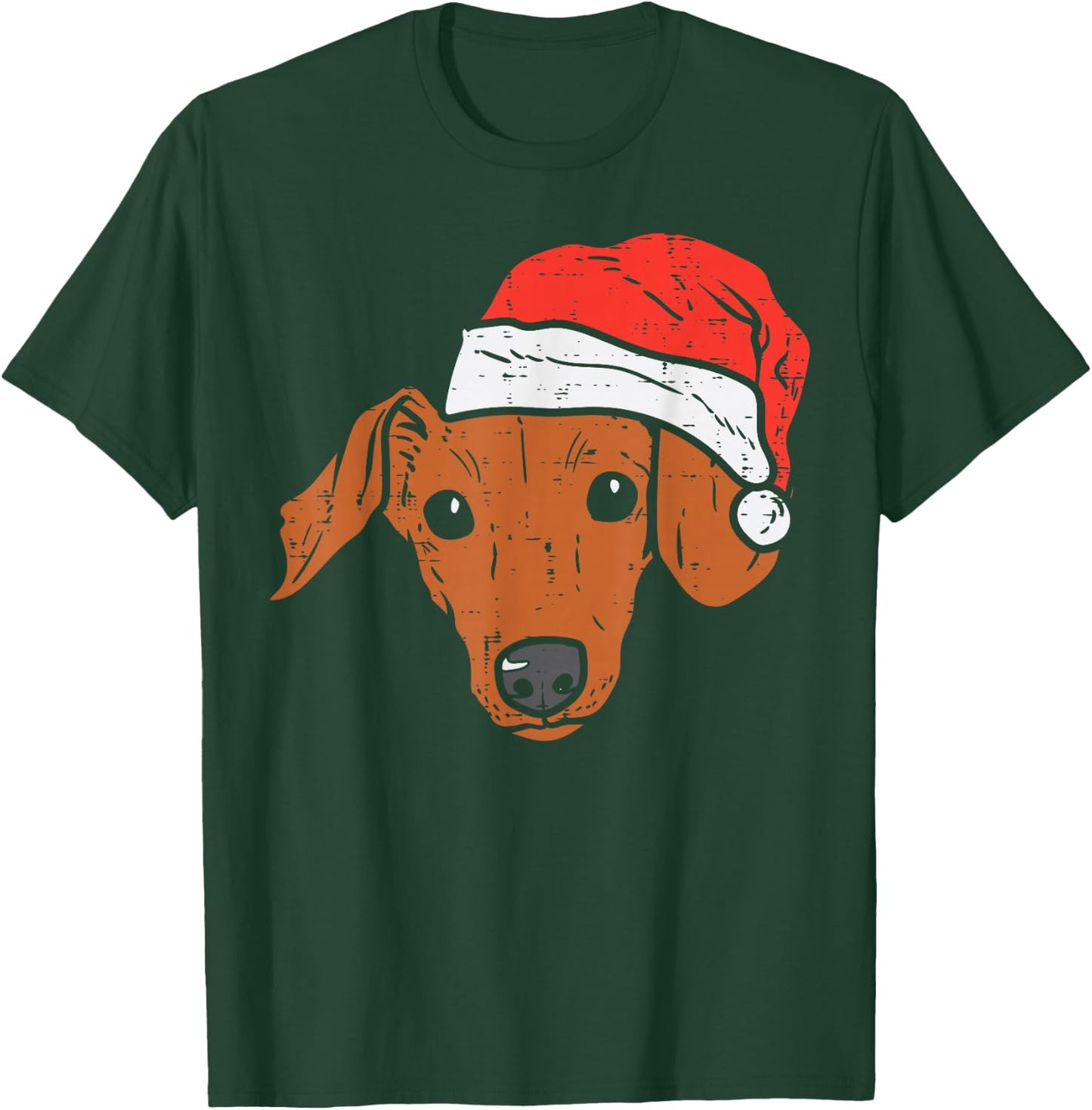 Santa Hat Dachshund Christmas Xmas Wiener Weiner Dog T-Shirt - T-Shirt | Forest