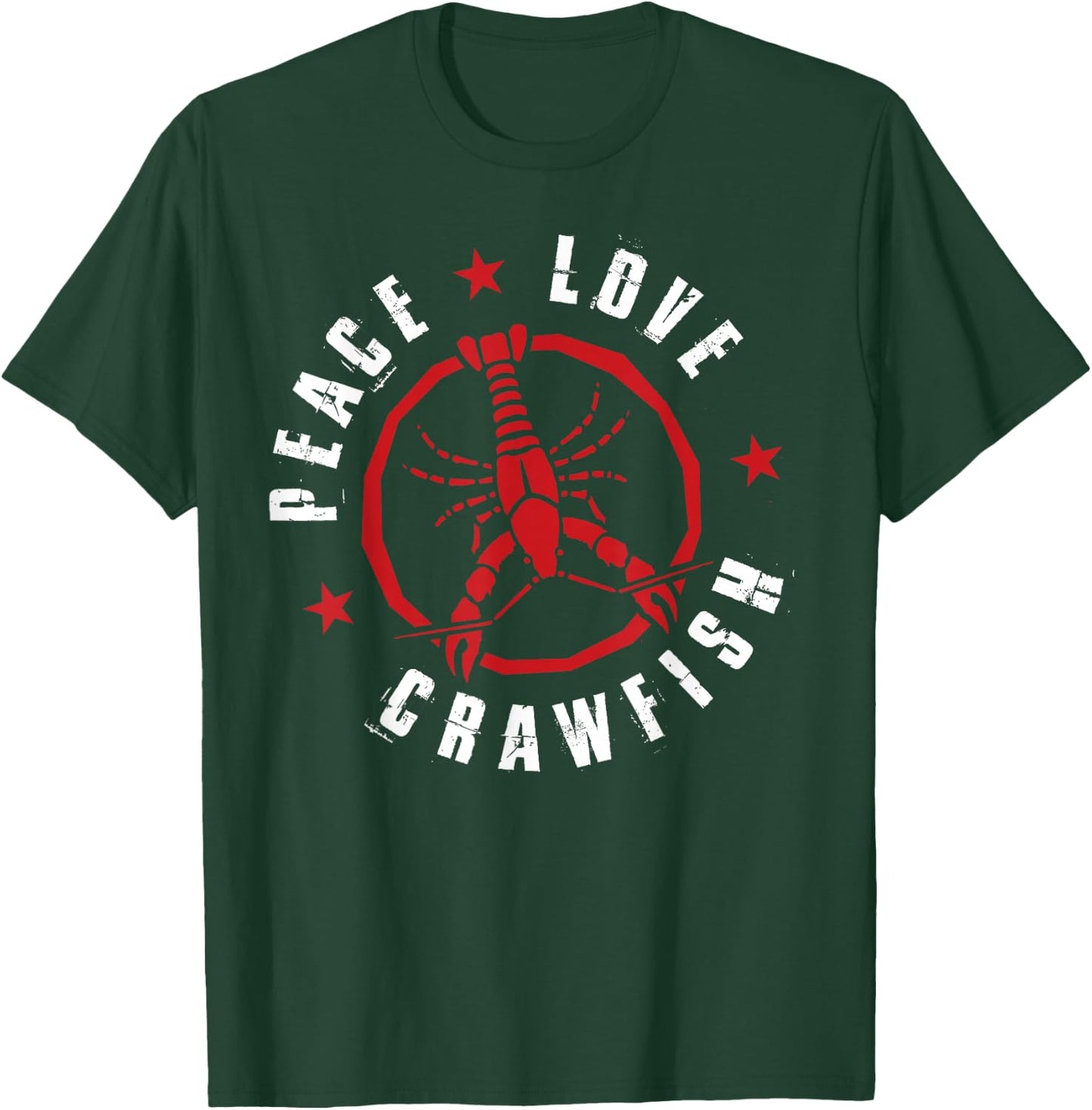Funny Crawfish Boil Peace Love Crayfish Cajun Men T-Shirt - T-Shirt | Forest