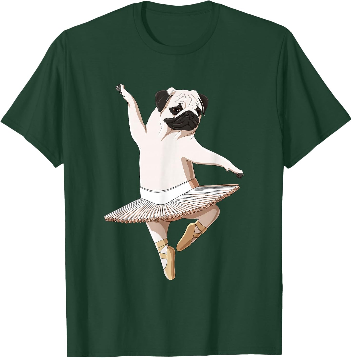 Funny Ballet Dancer Dog Ballerina Pug Men Women Girls Kids T-Shirt - T-Shirt | Forest