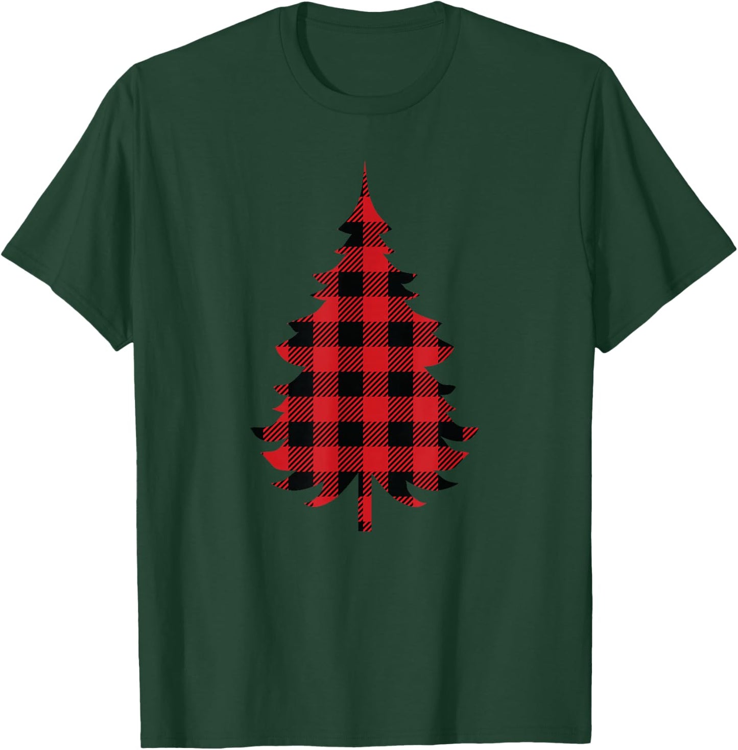 Red Buffalo Plaid Christmas Tree Matching Christmas T-Shirt - T-Shirt | Forest