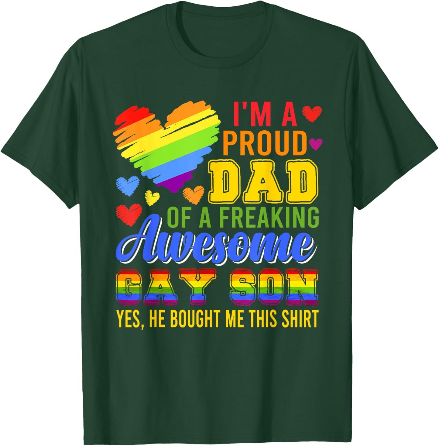 Proud Dad Of Awesome Gay Son Costume Family Proud LGBT T-Shirt - T-Shirt | Forest