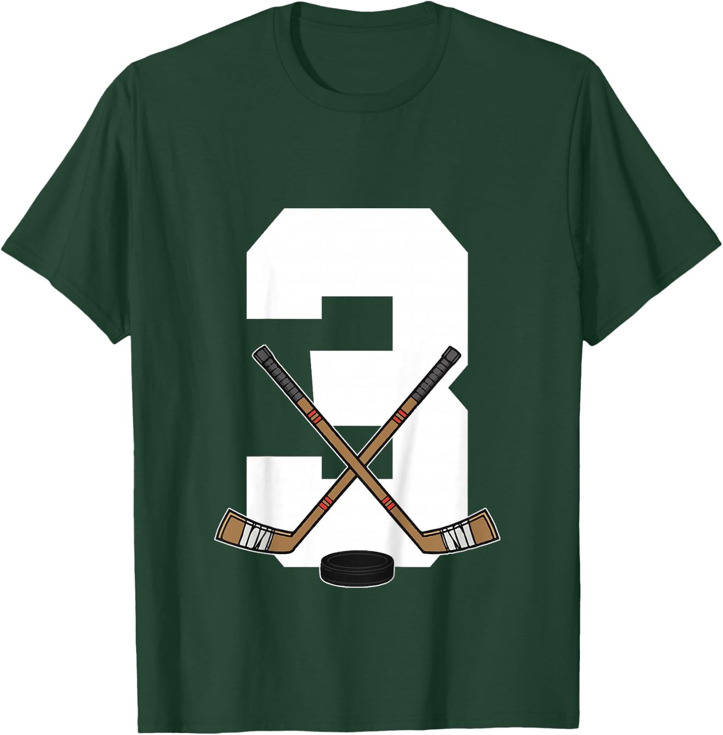 Kids Ice Hockey Kids Toddler Boys 3rd Birthday Ice Hockey T-Shirt - T-Shirt | Forest