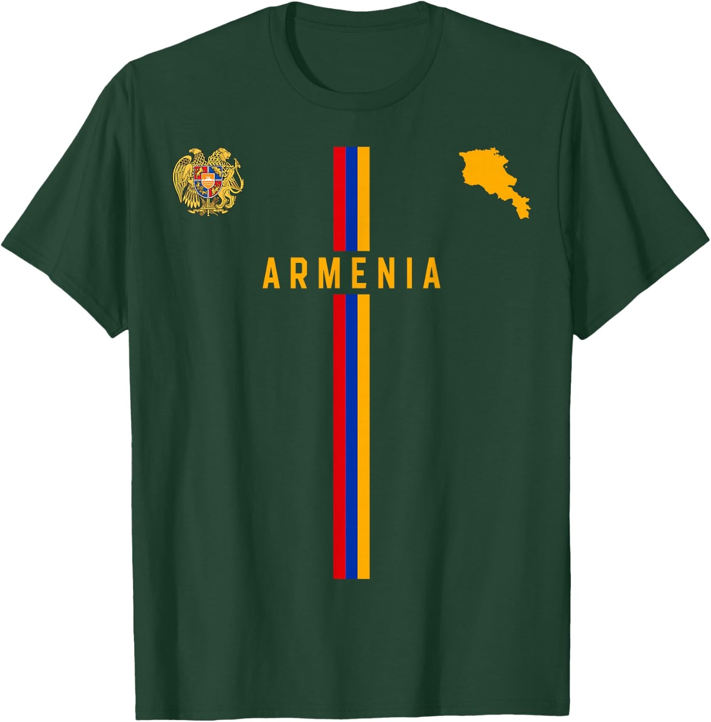 Flag of Armenia, Silhouette Map of Armenia, Coat of Arms , Black, S T-Shirt - T-Shirt | Forest