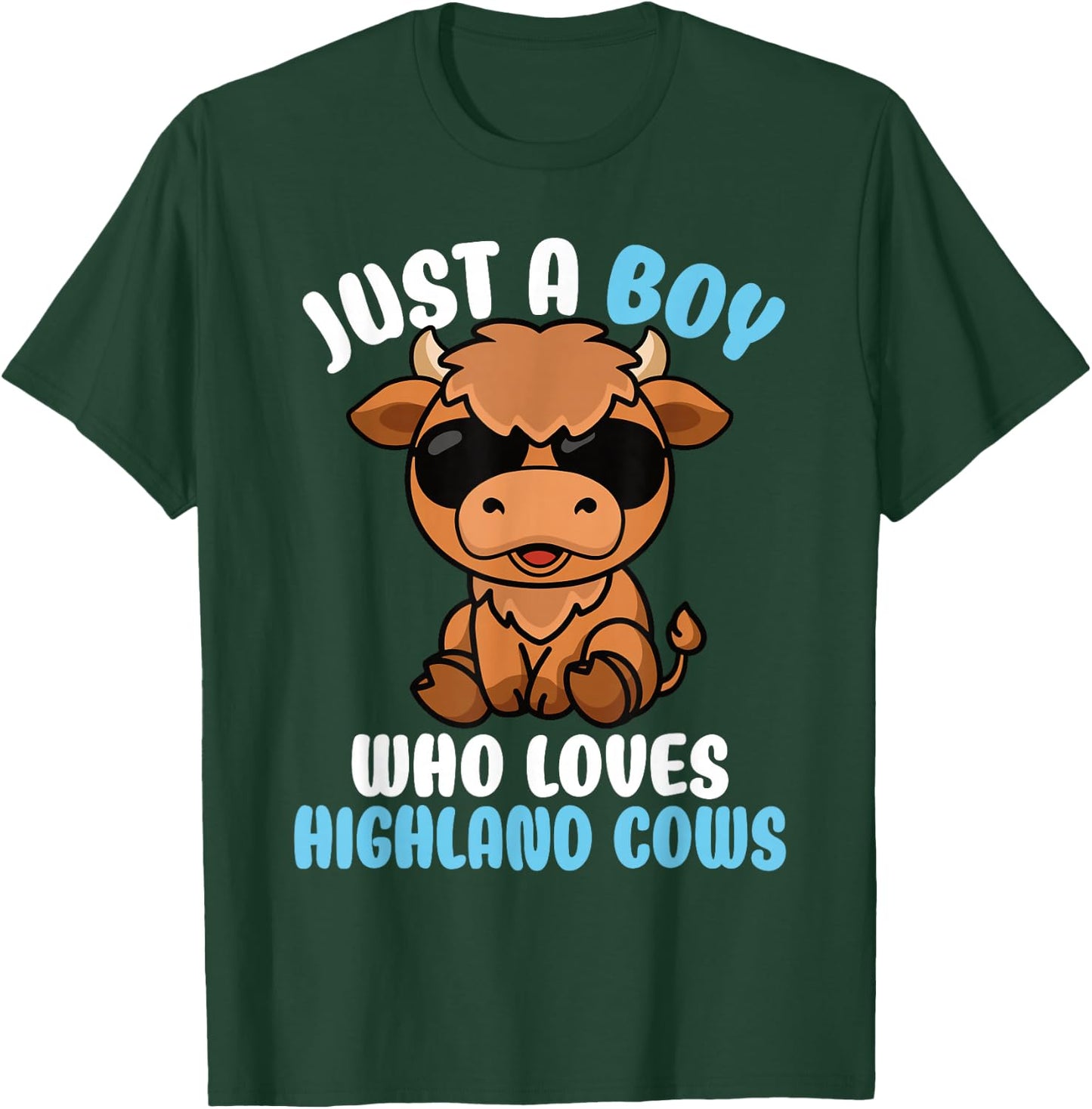 Just A Boy Who Loves Highland Cows Highland Cattle Boys Kids T-Shirt - T-Shirt | Forest