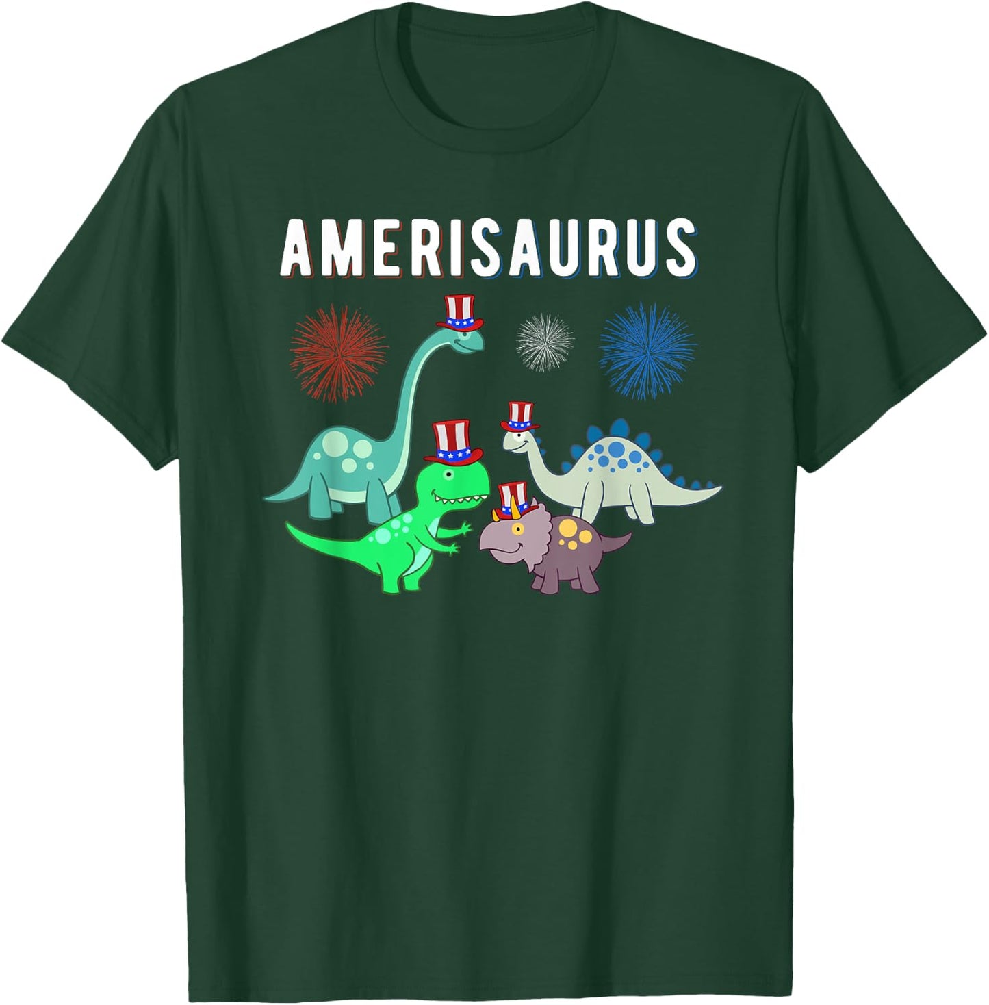 American Dinosaur Shirt, July 4th Patriot Dino Gift T-Shirt - T-Shirt | Forest
