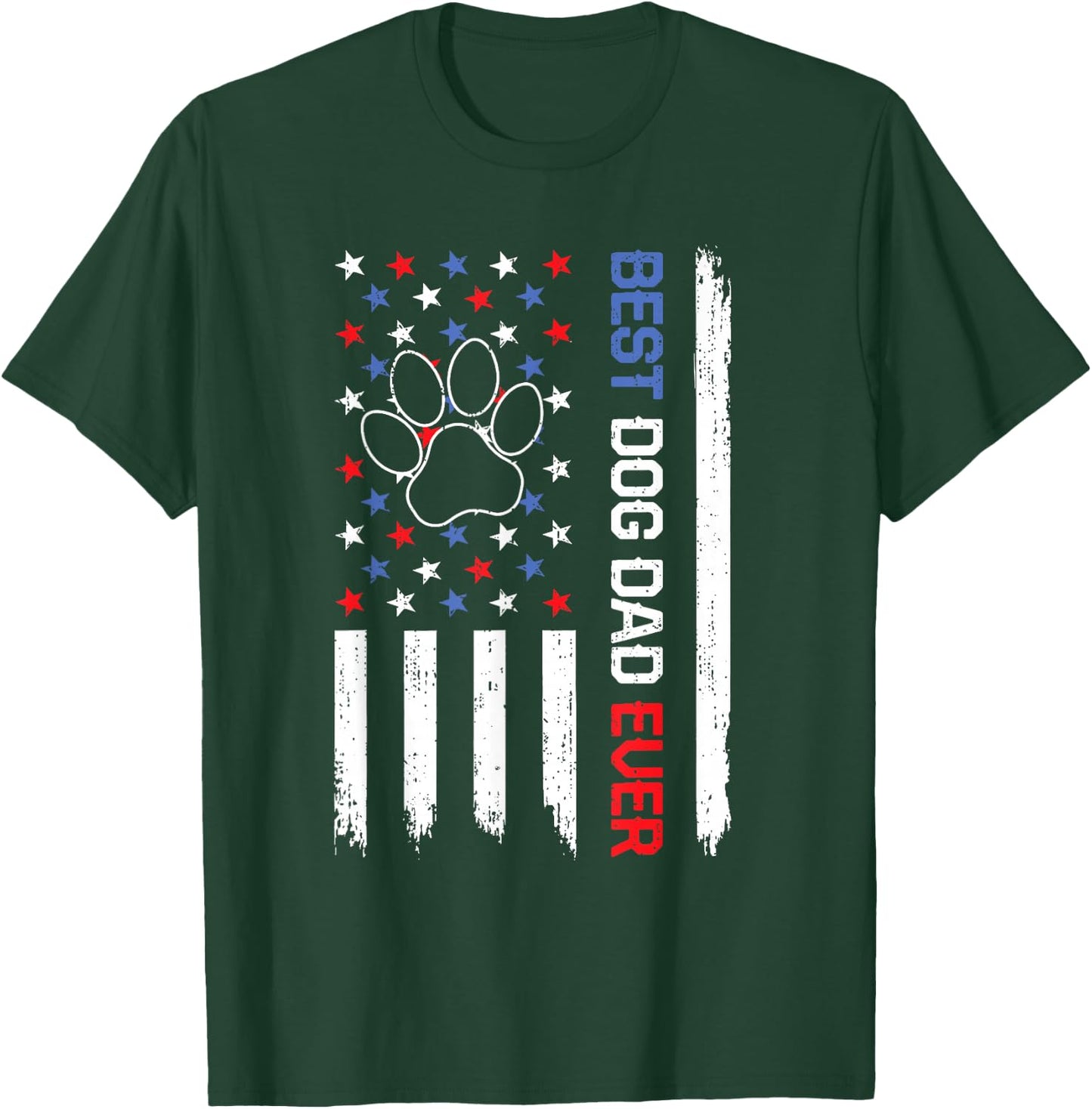 Best Dog Dad Ever American Flag Father's Day Dog Daddy Owner T-Shirt - T-Shirt | Forest