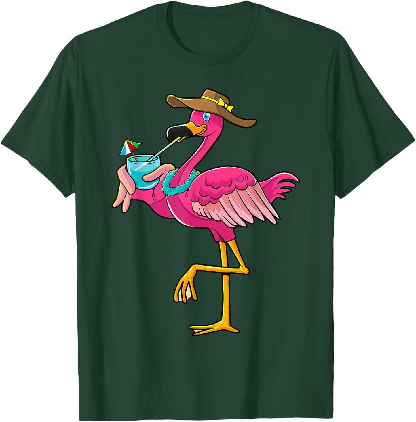 Pink Flamingo Hawaiian Summer Tropical Luau Women Kids T-Shirt - T-Shirt | Forest