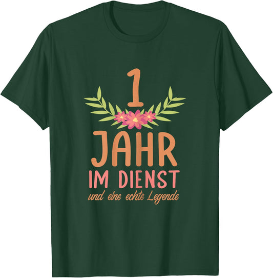Women's 1 Year Service Anniversary Work Anniversary 1 Year , black, s T-Shirt - T-Shirt | Forest