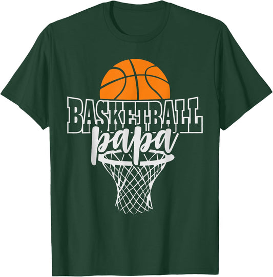 Vintage Proud Basketball Papa Fathers Day Basketball Player T-Shirt - T-Shirt | Forest