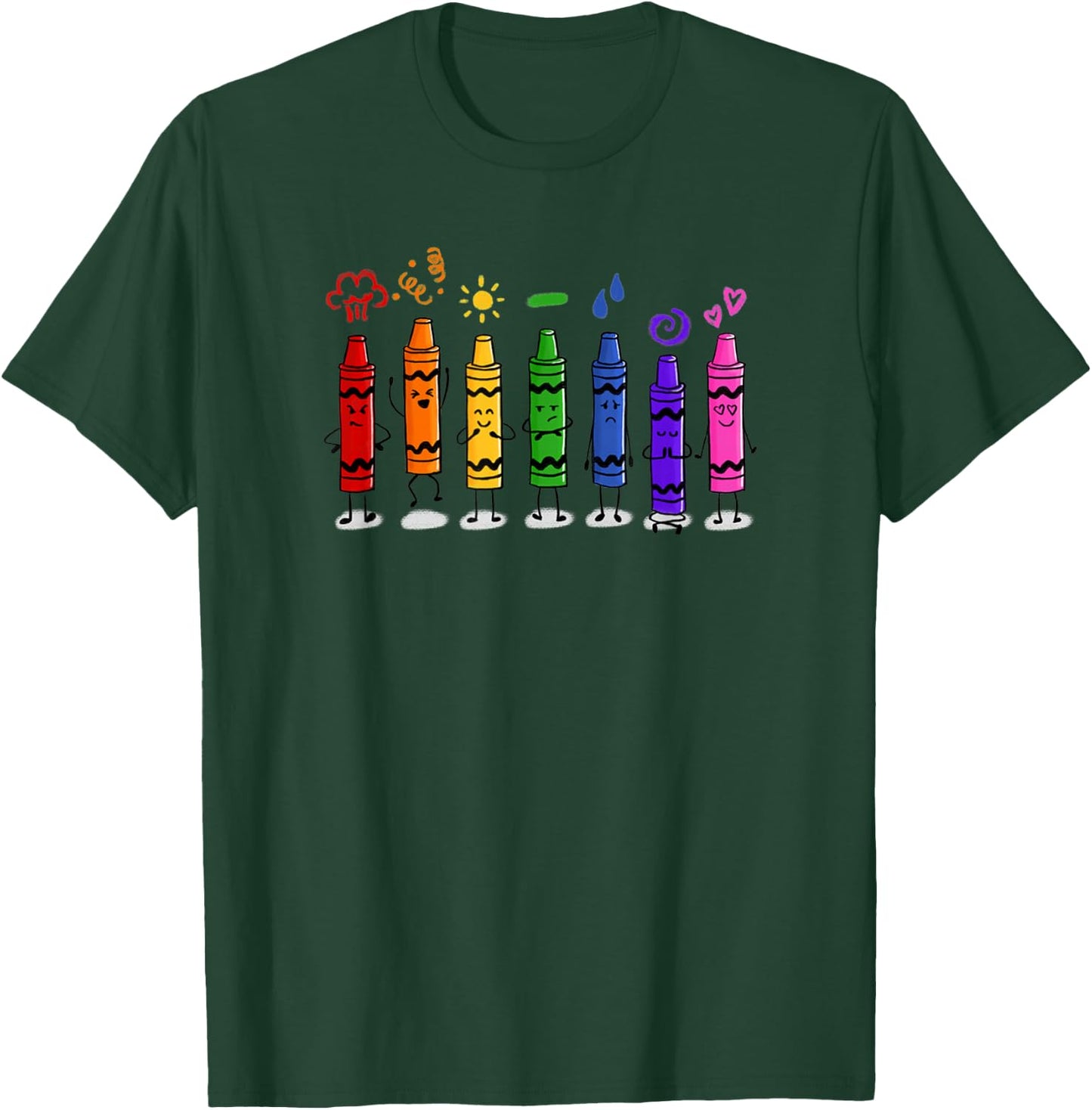 Colorful Color Crayon Attitudes Emotions of the Rainbow T-Shirt - T-Shirt | Forest