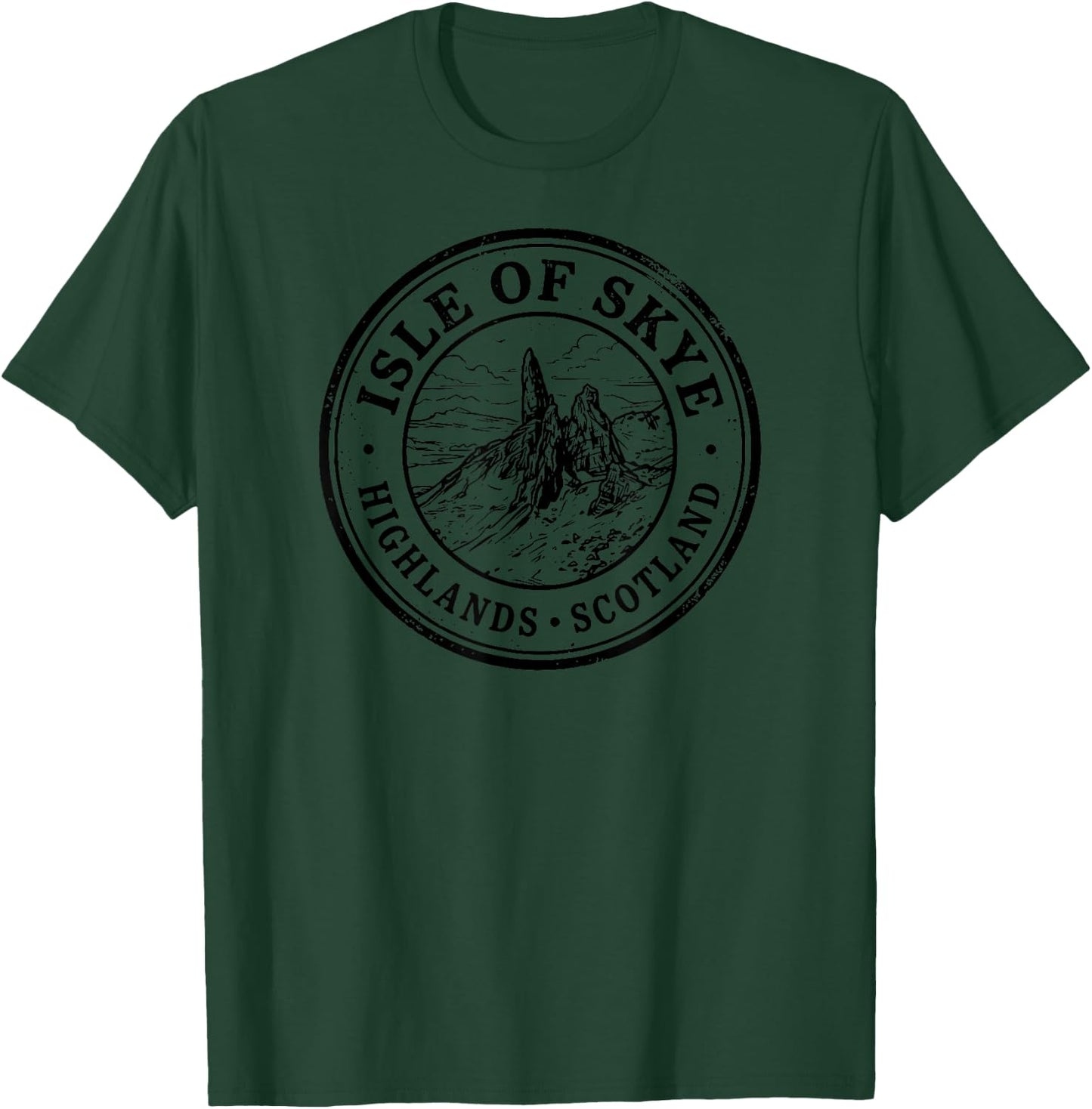 Isle of Skye Scotland Postage Black Cancellation Stamp T-Shirt - T-Shirt | Forest