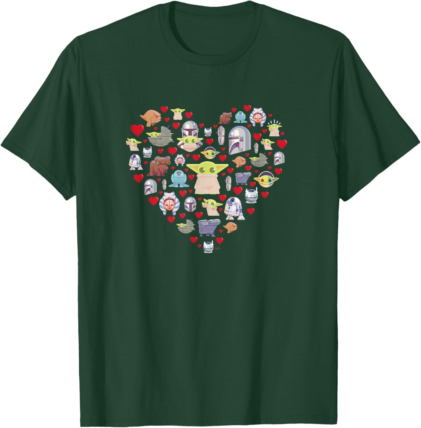 Star Wars The Mandalorian Grogu Heart Valentine's Day T-Shirt - T-Shirt | Forest
