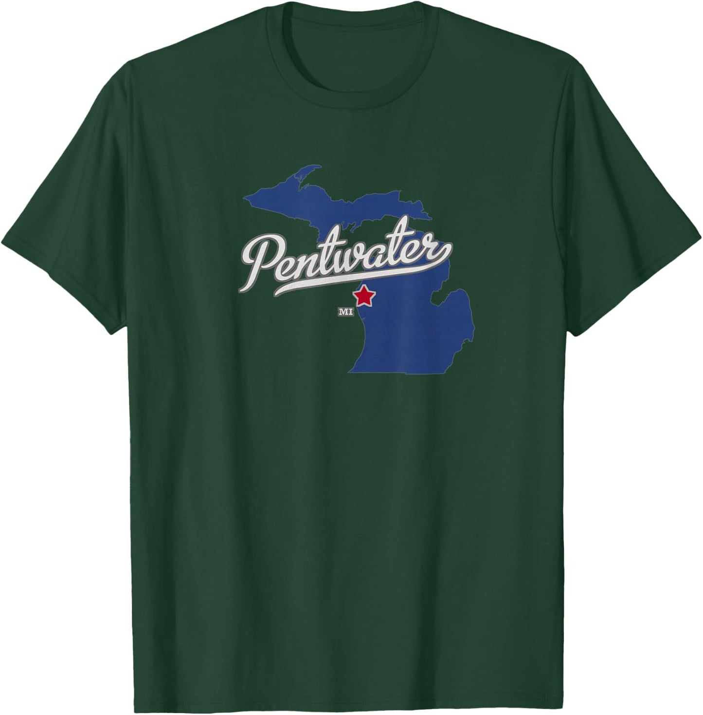 Pentwater Michigan MI Map T-Shirt - T-Shirt | Forest