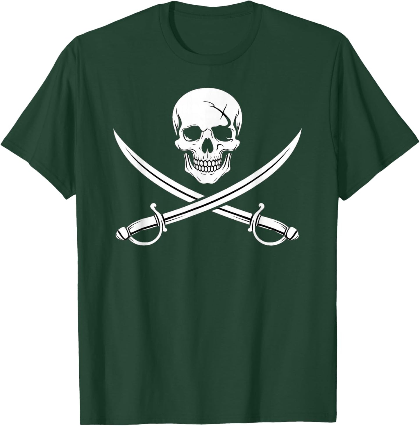 Pirate Skull and Crossbone Cross Sword Jolly Roger Skeleton T-Shirt - T-Shirt | Forest