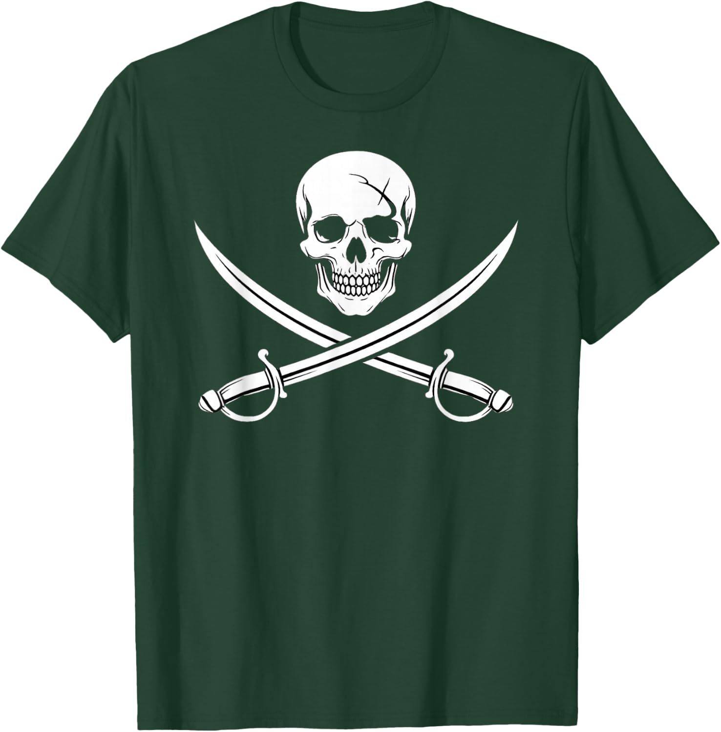 Pirate Skull and Crossbone Cross Sword Jolly Roger Skeleton T-Shirt - T-Shirt | Forest