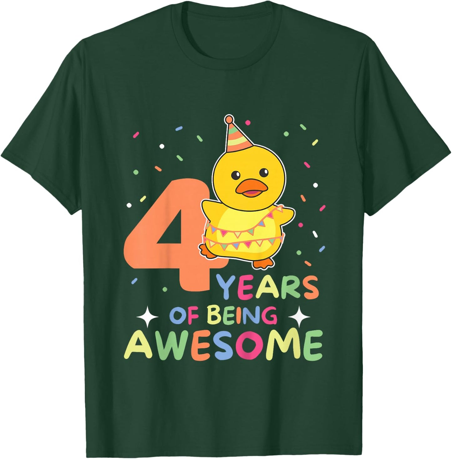 4th Birthday Duck For Children Four Years Old T-Shirt - T-Shirt | Forest