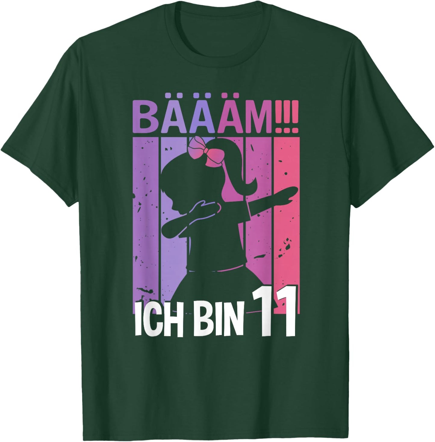 Girls' with German Text "Ich bin 11 Jahre Dab" [German Language], black T-Shirt - T-Shirt | Forest
