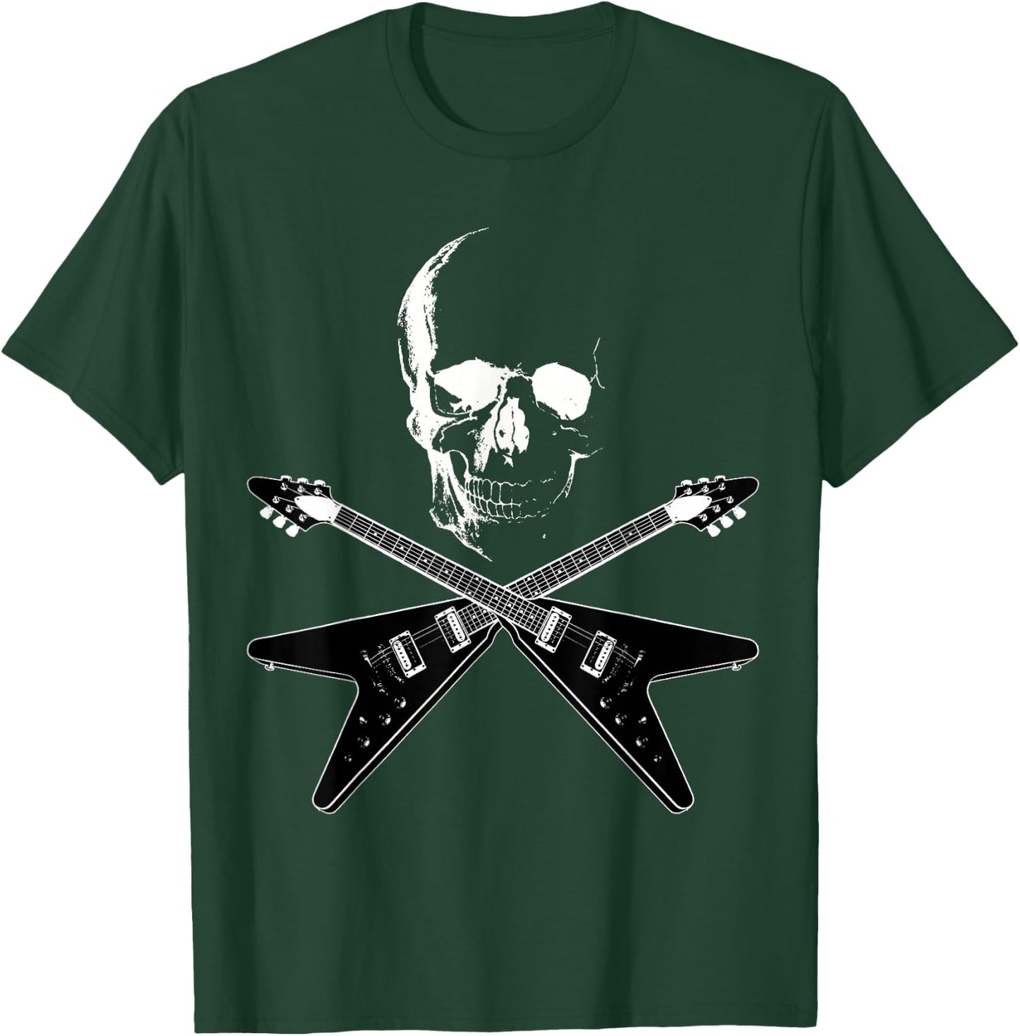 Flying V Guitar Hard Rock Heavy Metal Music Skull Outfit T-Shirt - T-Shirt | Forest