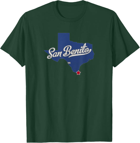 San Benito Texas TX Map T-Shirt - T-Shirt | Forest