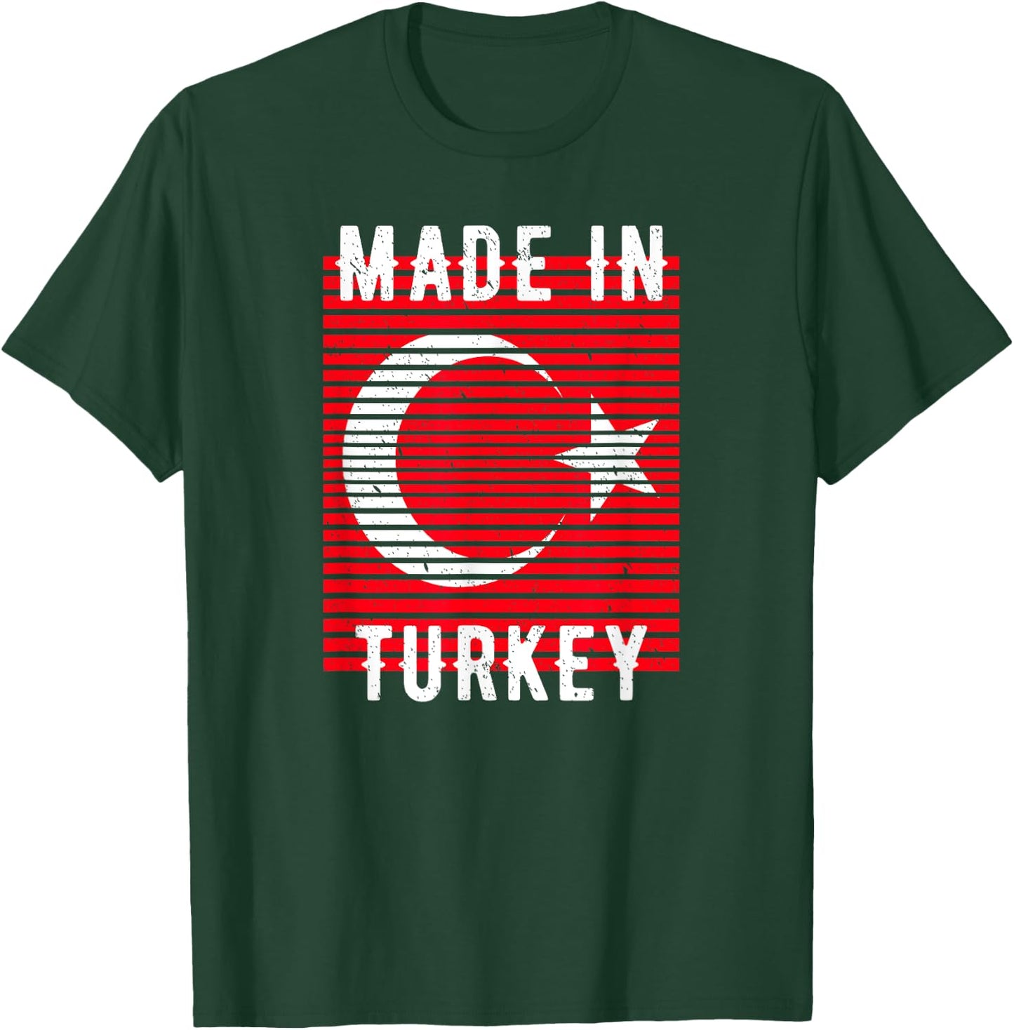 Made In Turkey Turk Home Country Homeland Flag Retro Vintage T-Shirt - T-Shirt | Forest