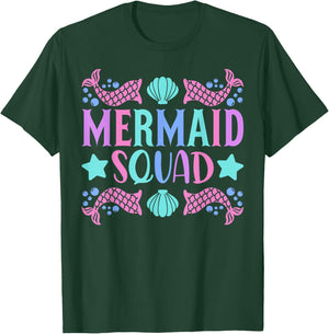 Mermaid Squad Cute Mermaid Birthday Party Outfit Kid Mermaid T-Shirt - T-Shirt | Forest