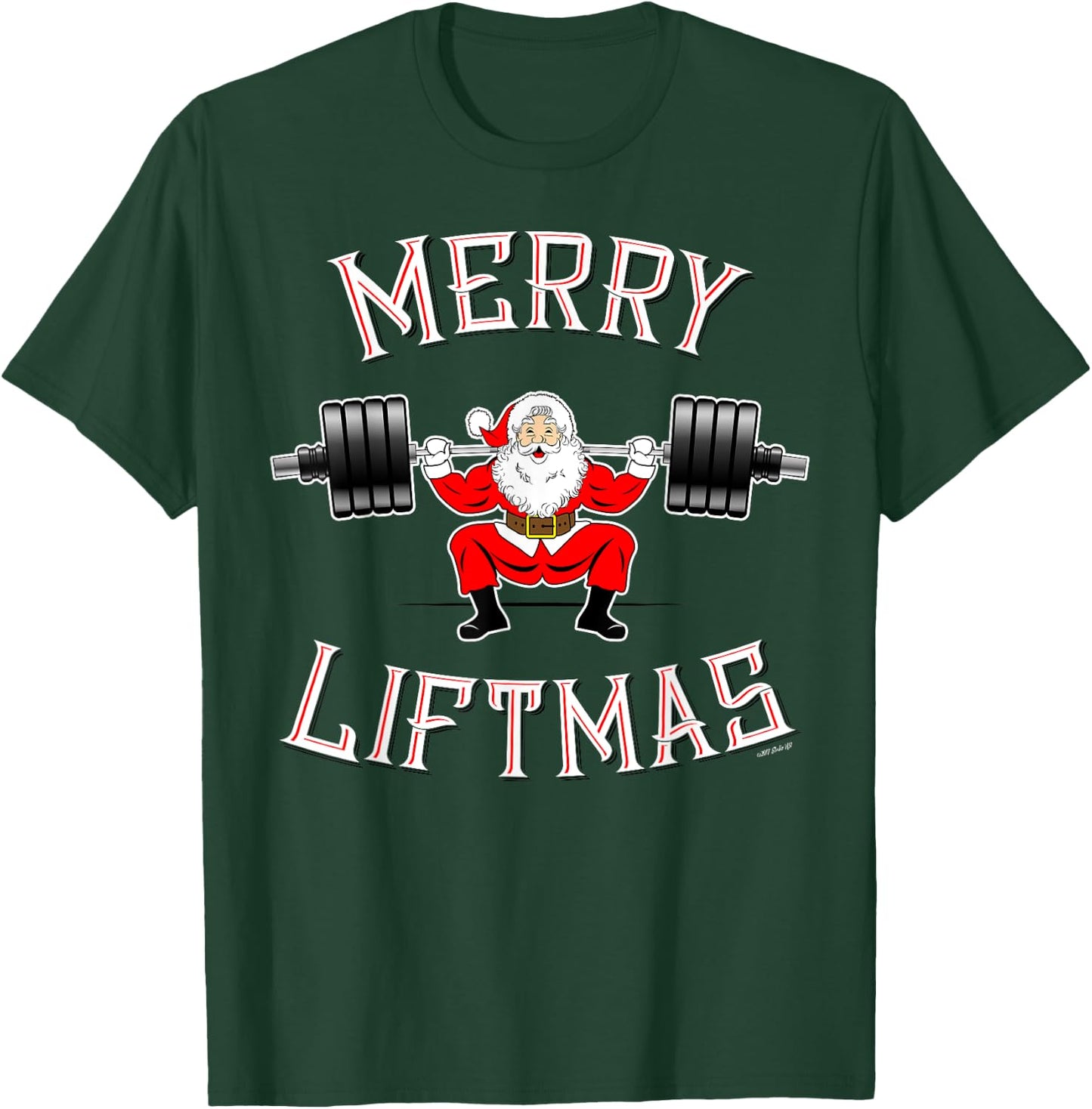 Merry Liftmas Squat Workout - Weightlifting Santa T-Shirt - T-Shirt | Forest