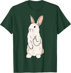Bunny Giving The Finger Funny Easter Graphic Cool T-Shirt - T-Shirt | Forest