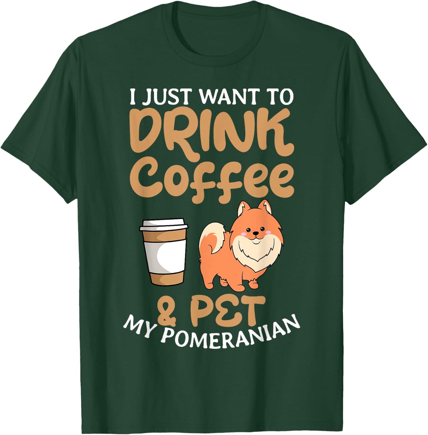 Pomeranian Coffee Lover Dwarf Spitz Pom Dog Owner Fur Parent T-Shirt - T-Shirt | Forest