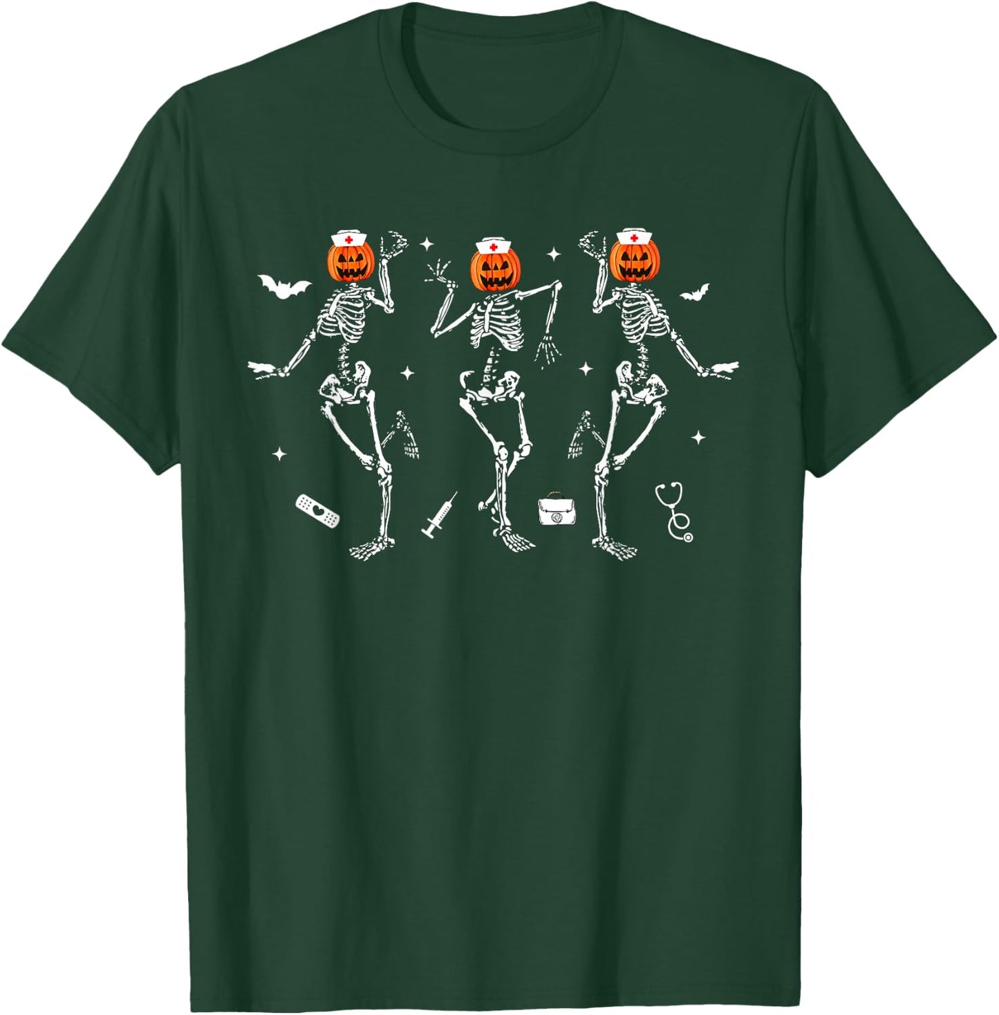 Nurse Skeleton Dancing Halloween Healthcare Crew Rn Nurse T-Shirt - T-Shirt | Forest