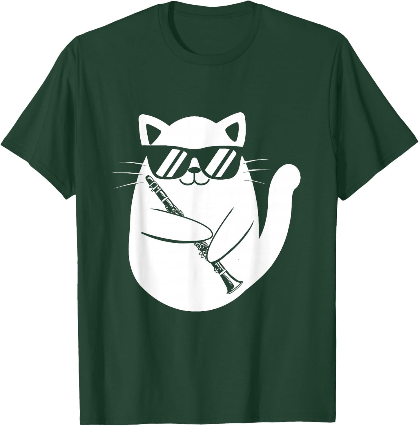 Clarinet Player - Cat Clarinetist Music Lover Marching Band T-Shirt - T-Shirt | Forest