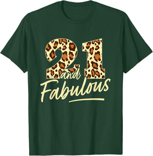 21 Year Woman Leopard Fabulous 21st Birthday T-Shirt - T-Shirt | Forest