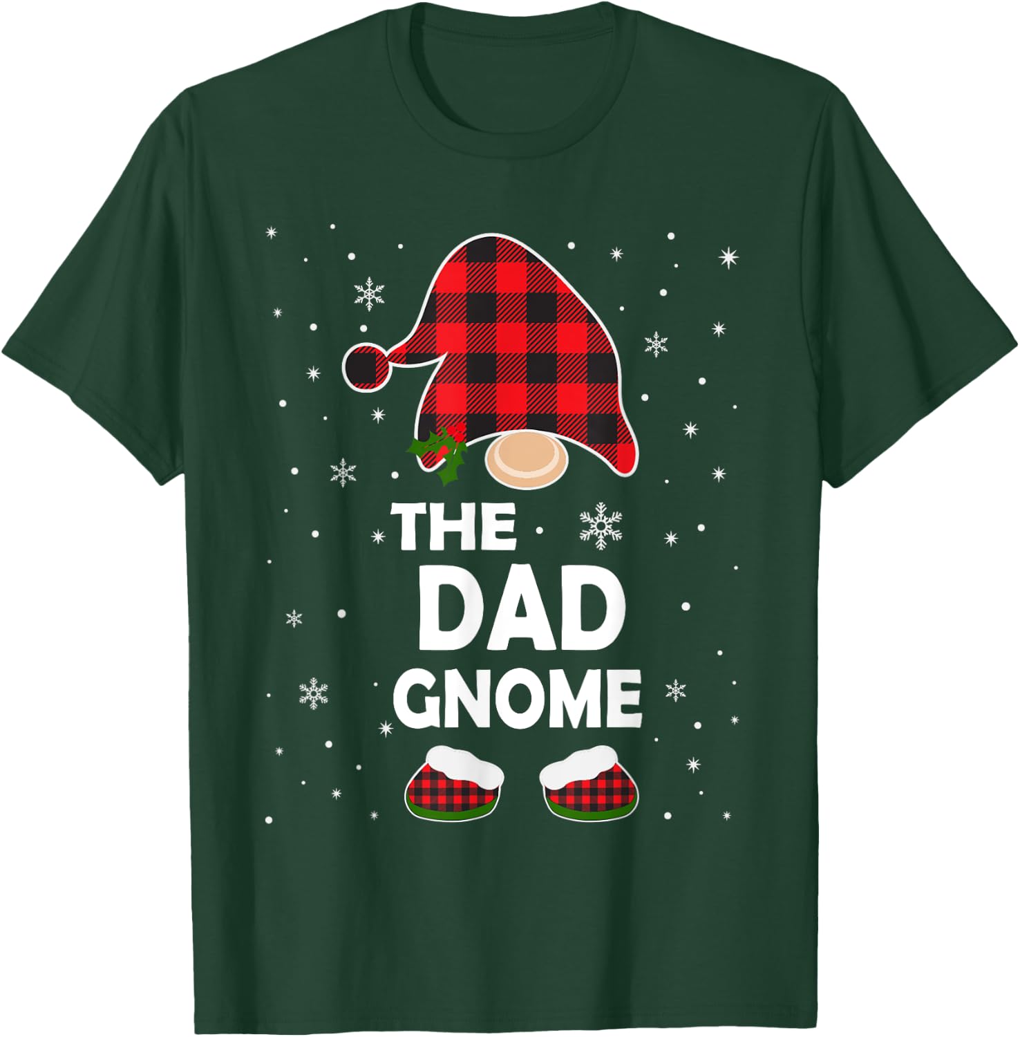 Dad Gnome Buffalo Plaid Matching Family Christmas Pajama T-Shirt - T-Shirt | Forest