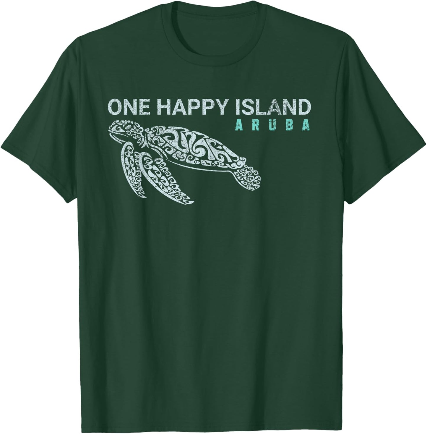 One Happy Island Aruba Tribal Turtle Vintage Style T-Shirt - T-Shirt | Forest