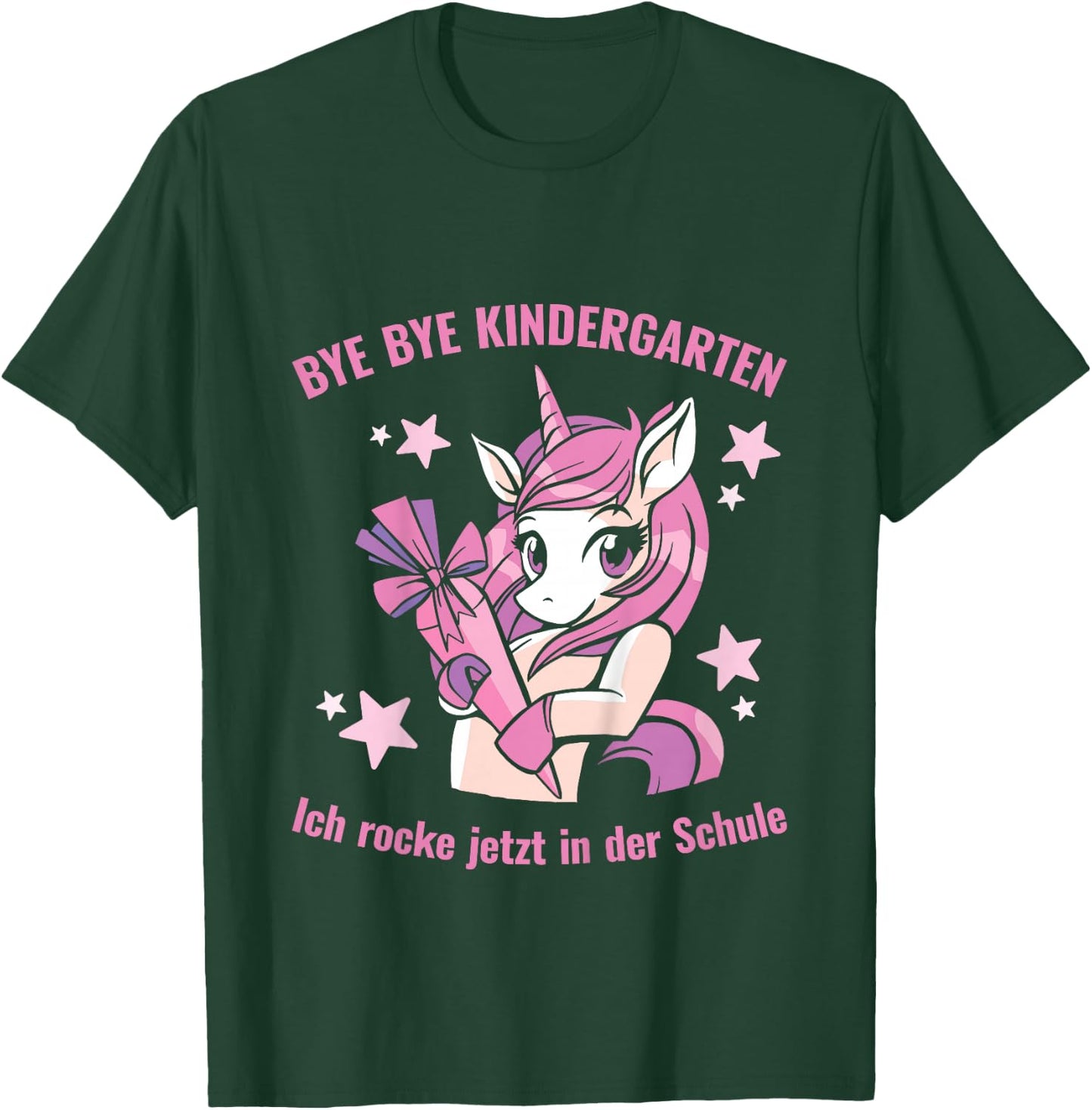 with German Text "Schulkind Ich Rocke Jetzt In Der Schule Unicorn" T-Shirt - T-Shirt | Forest