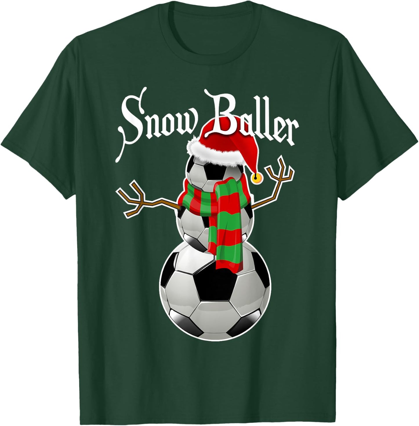 Snow Baller Soccer Christmas Snowman Shirt Soccer Gift Kids T-Shirt - T-Shirt | Forest