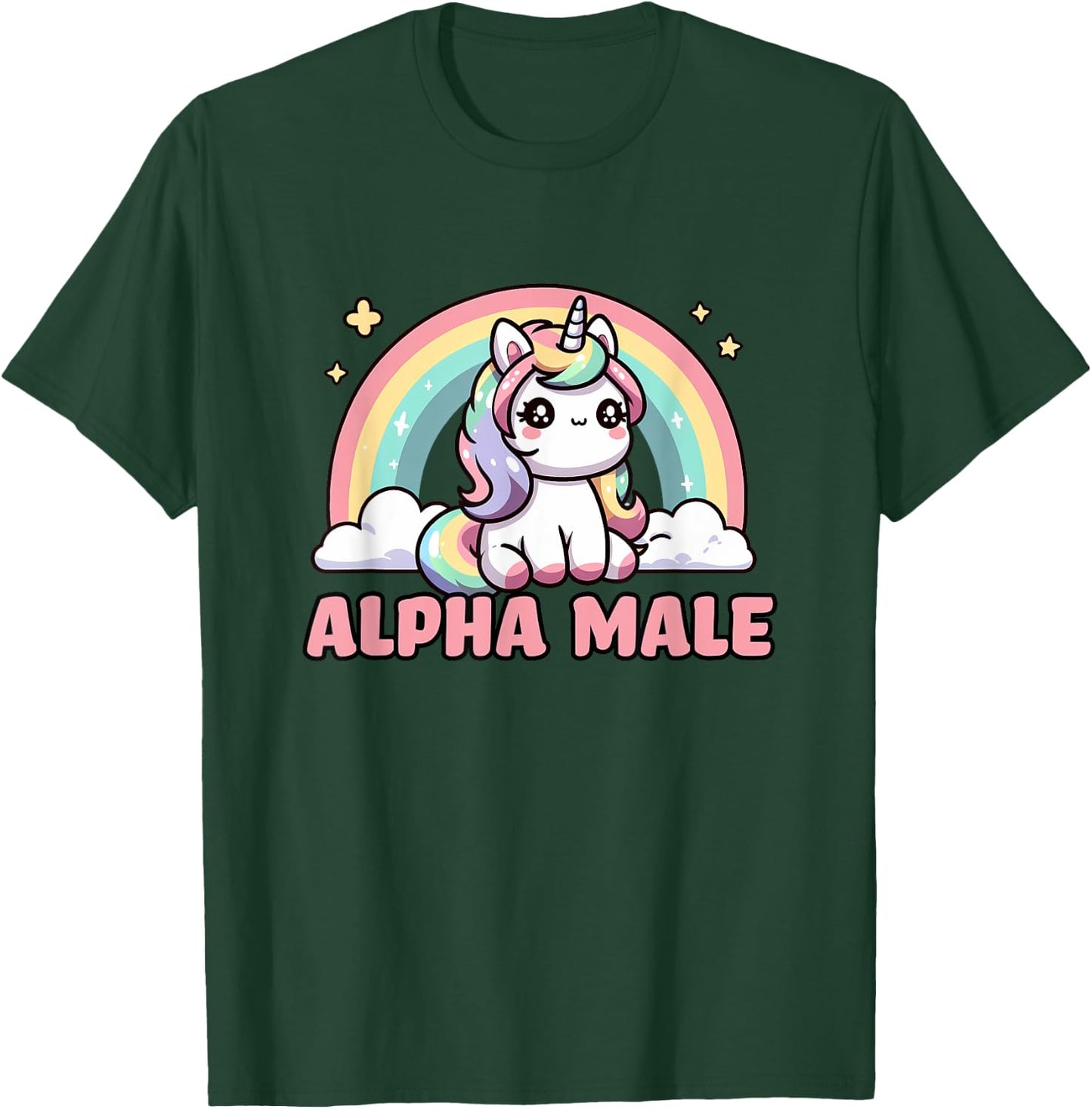 Funny Ironic Men Cute Alpha Male Unicorn , Black, S T-Shirt - T-Shirt | Forest