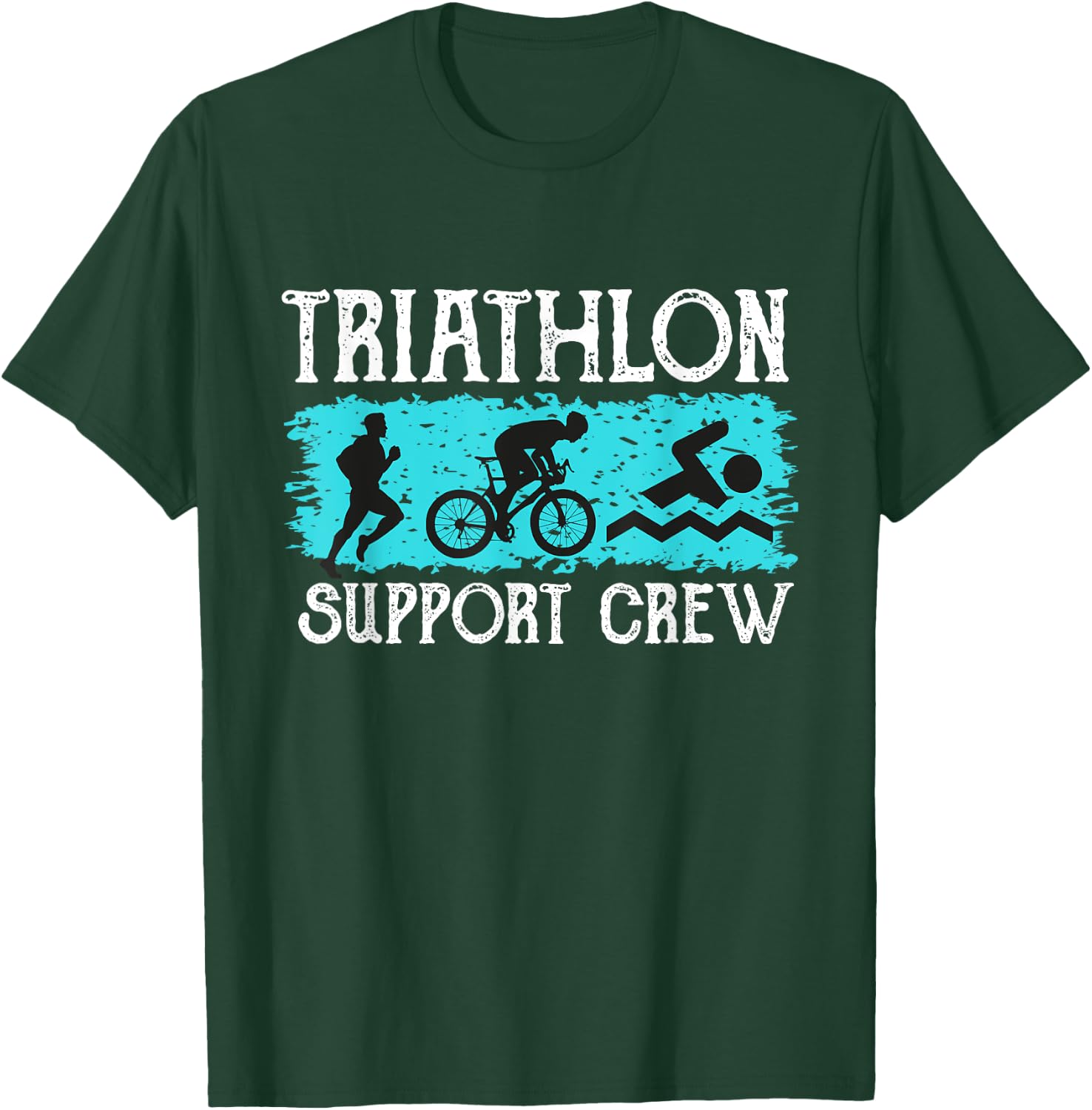 Retro Triathlon Support Crew-swimmer runner biker Triathlon T-Shirt - T-Shirt | Forest