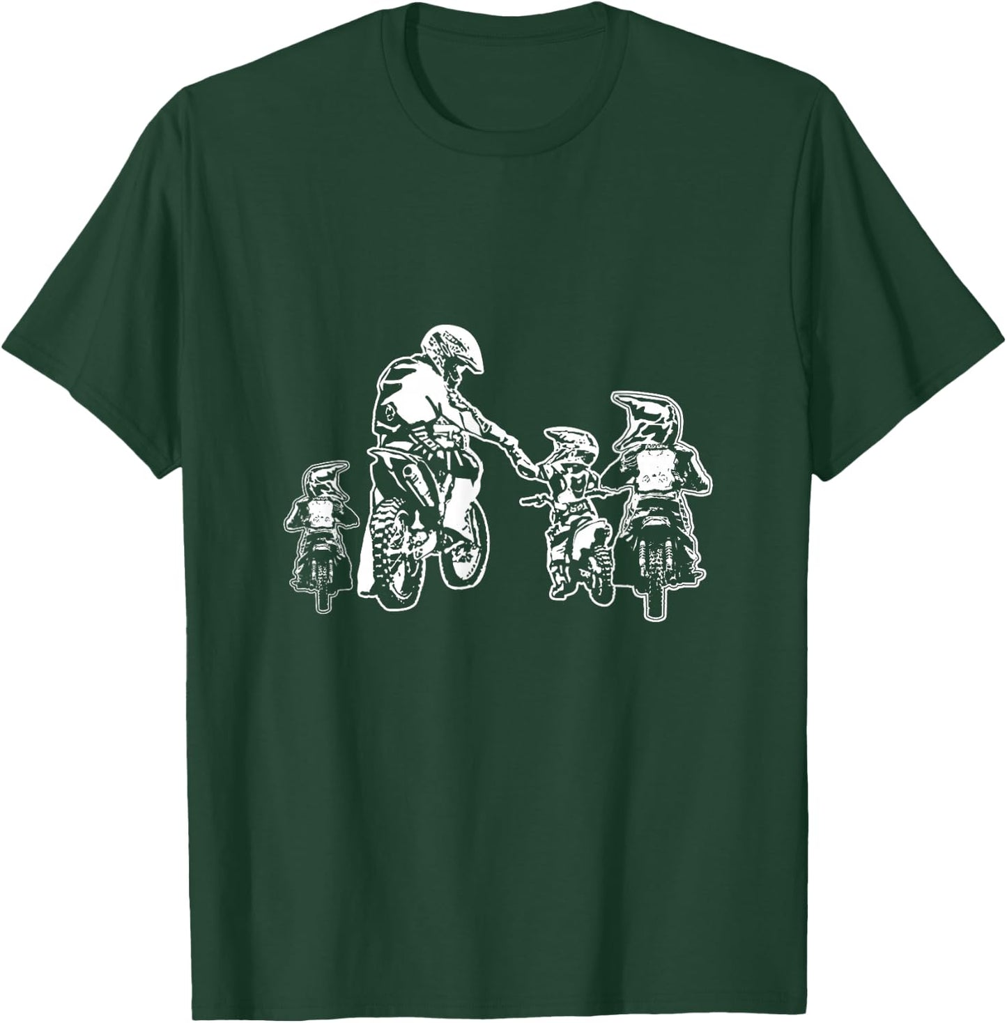 Motocross Dirt Bike Dad with Three Children Motorcycle Father's Day T-Shirt - T-Shirt | Forest
