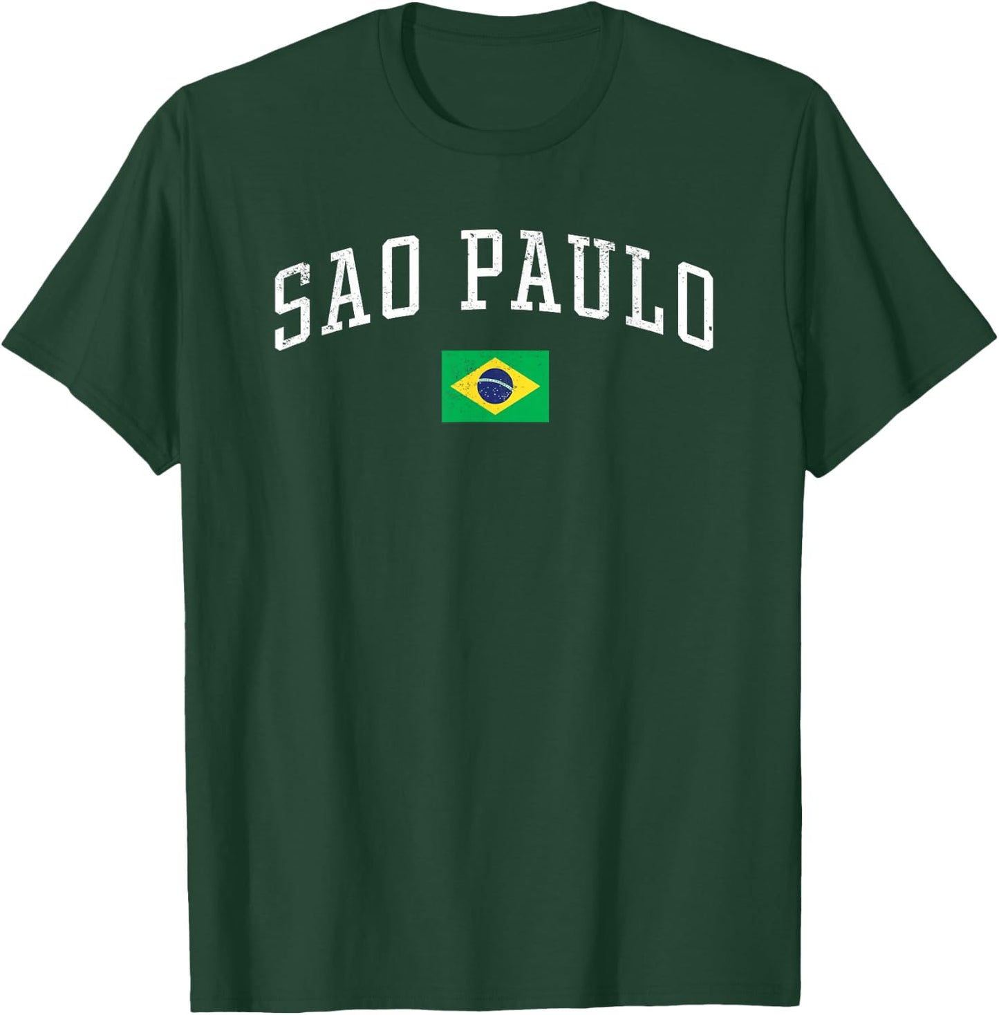 Vintage Sao Paulo Brasil Country Flag Souvenir Vacation T-Shirt - T-Shirt | Forest