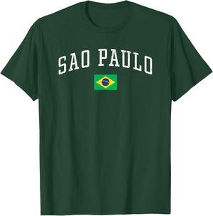 Vintage Sao Paulo Brasil Country Flag Souvenir Vacation T-Shirt - T-Shirt | Forest