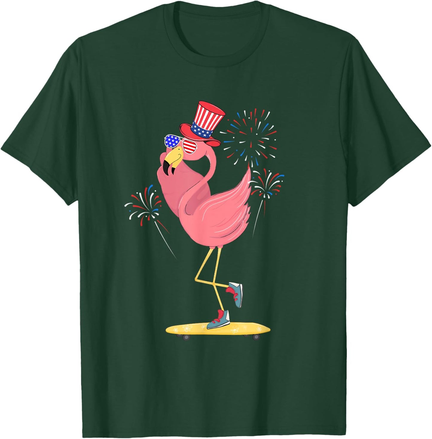 Pink Flamingo 4th Of July Funny Patriotic Bird Lover T-Shirt - T-Shirt | Forest