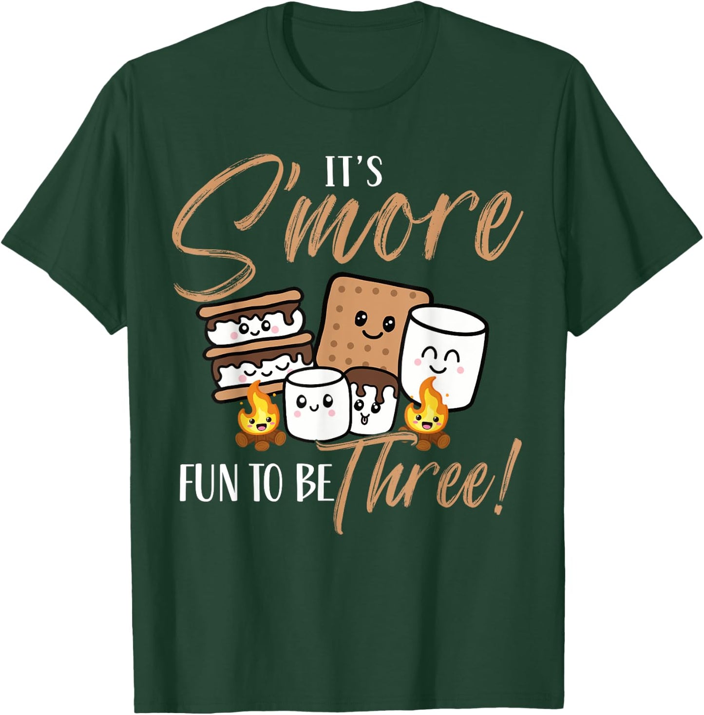 It's S'more Fun To Be Three 3 Birthday Campfire Marshmallow T-Shirt - T-Shirt | Forest