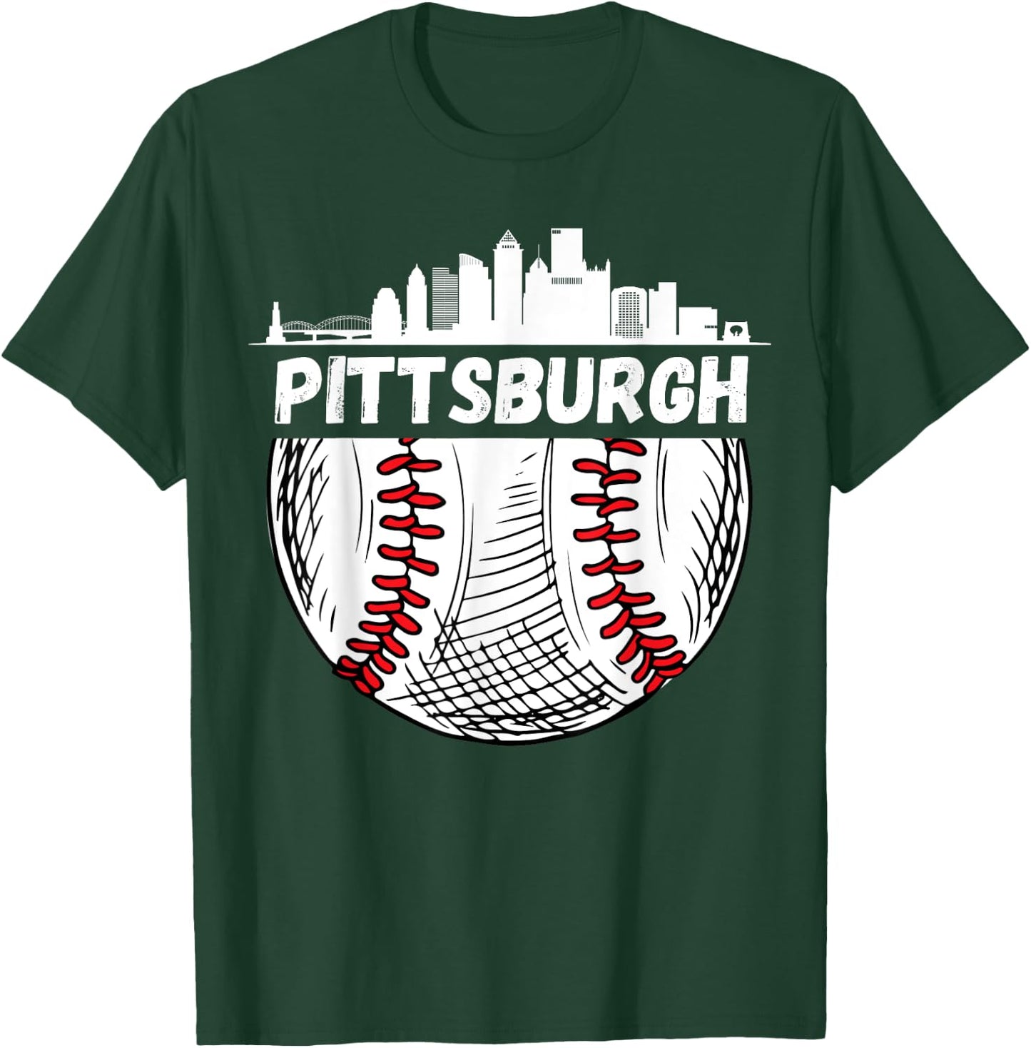 Vintage Pittsburgh Baseball Skyline Pittsburgh Baseball T-Shirt - T-Shirt | Forest