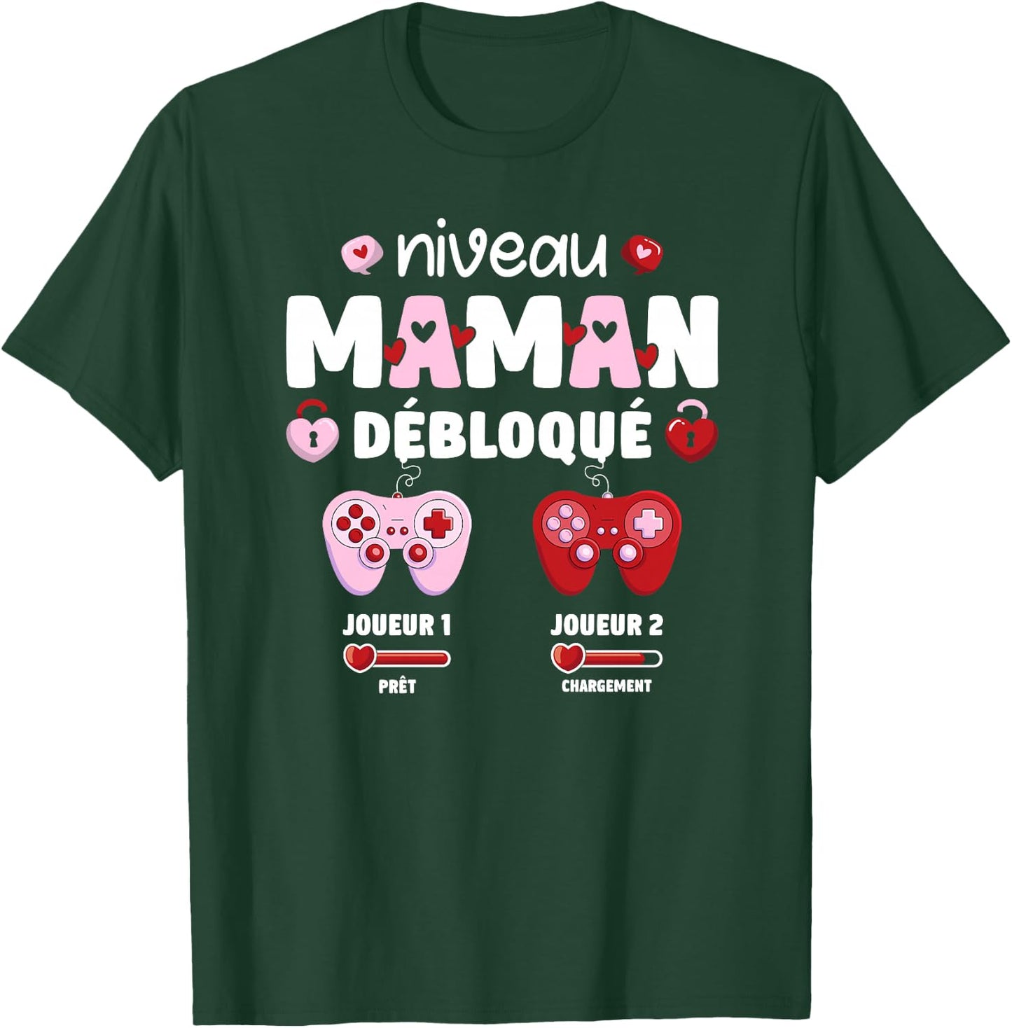 Enceinte Maman Niveau Maman Débloqué Geek en Cours 2025 Haut de Gamme T-Shirt - T-Shirt | Forest