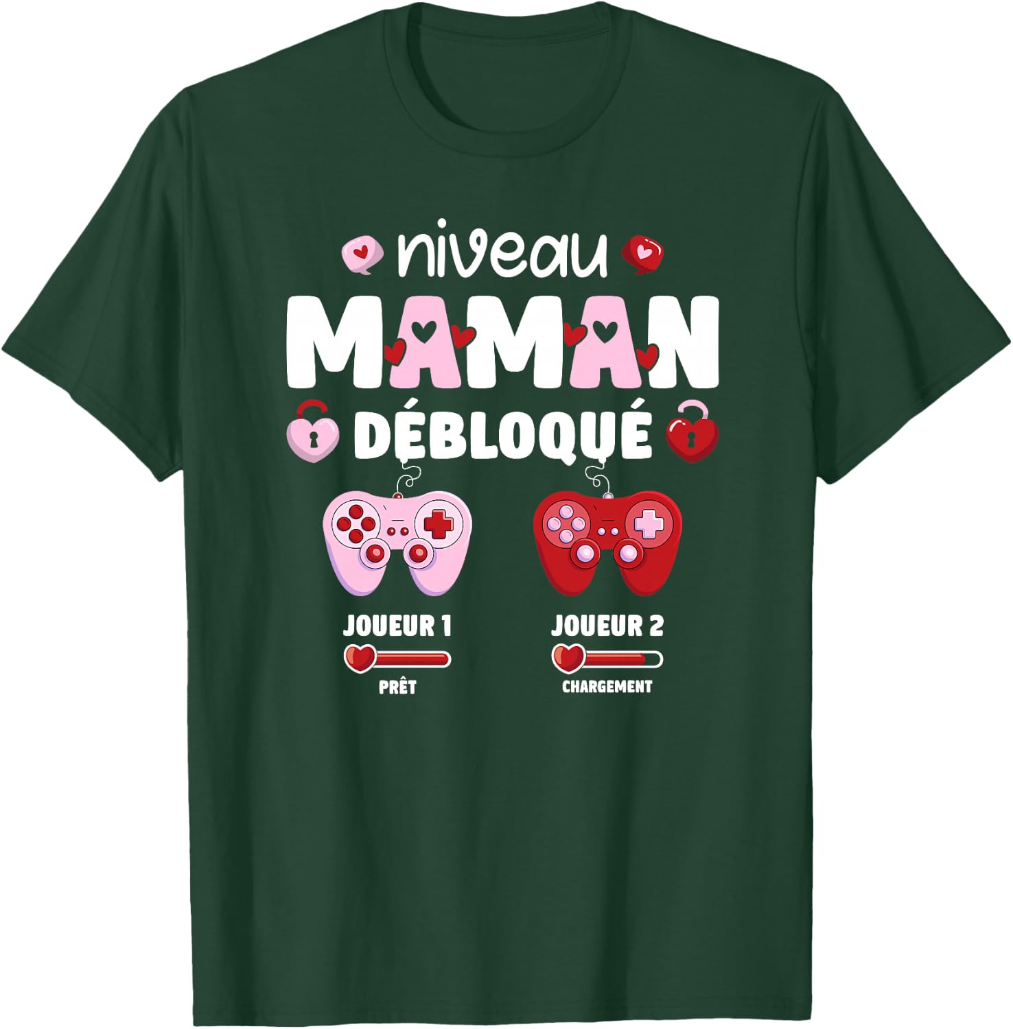 Enceinte Maman Niveau Maman Débloqué Geek en Cours 2025 Haut de Gamme T-Shirt - T-Shirt | Forest